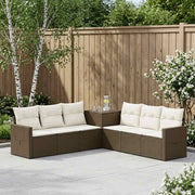 Set di divani 7 pz Marrone e Bianco Crema 3448800