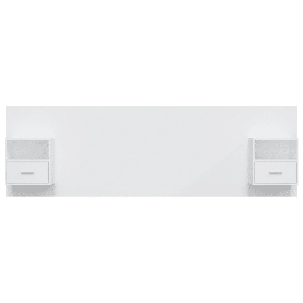 Testiera per Letto con Comodini in Legno Multistrato Bianco 3115716