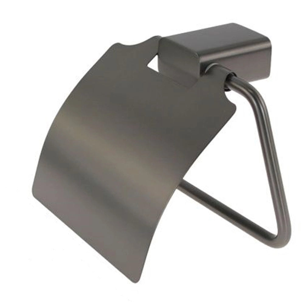 Trade Shop - Porta Rotolo Carta Igienica Parete Stilizzato Acciaio Con Copertura Grigio Bagno 87941 -