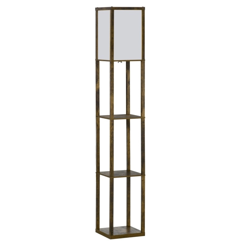 Lampada da terra in legno con 3 ripiani, 26 x 26 x 160 cm