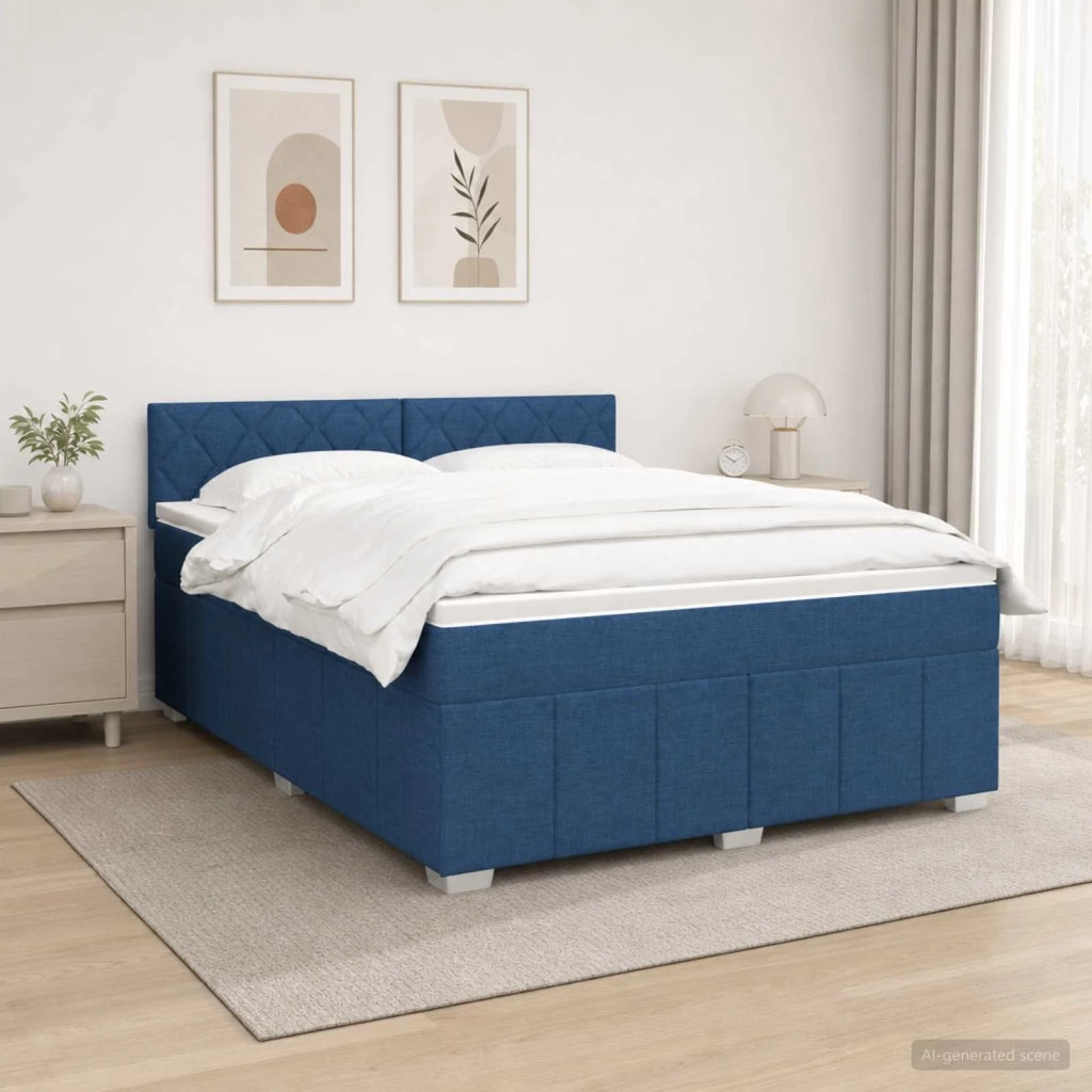 Letto box spring con materasso Blu 160 x 200 cm Tessuto 3452725