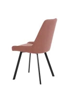 E-STYLO Sedia da pranzo in microfibra ruggine con gambe e struttura in metallo nero, 48cm X 60cm H. 87cm.
