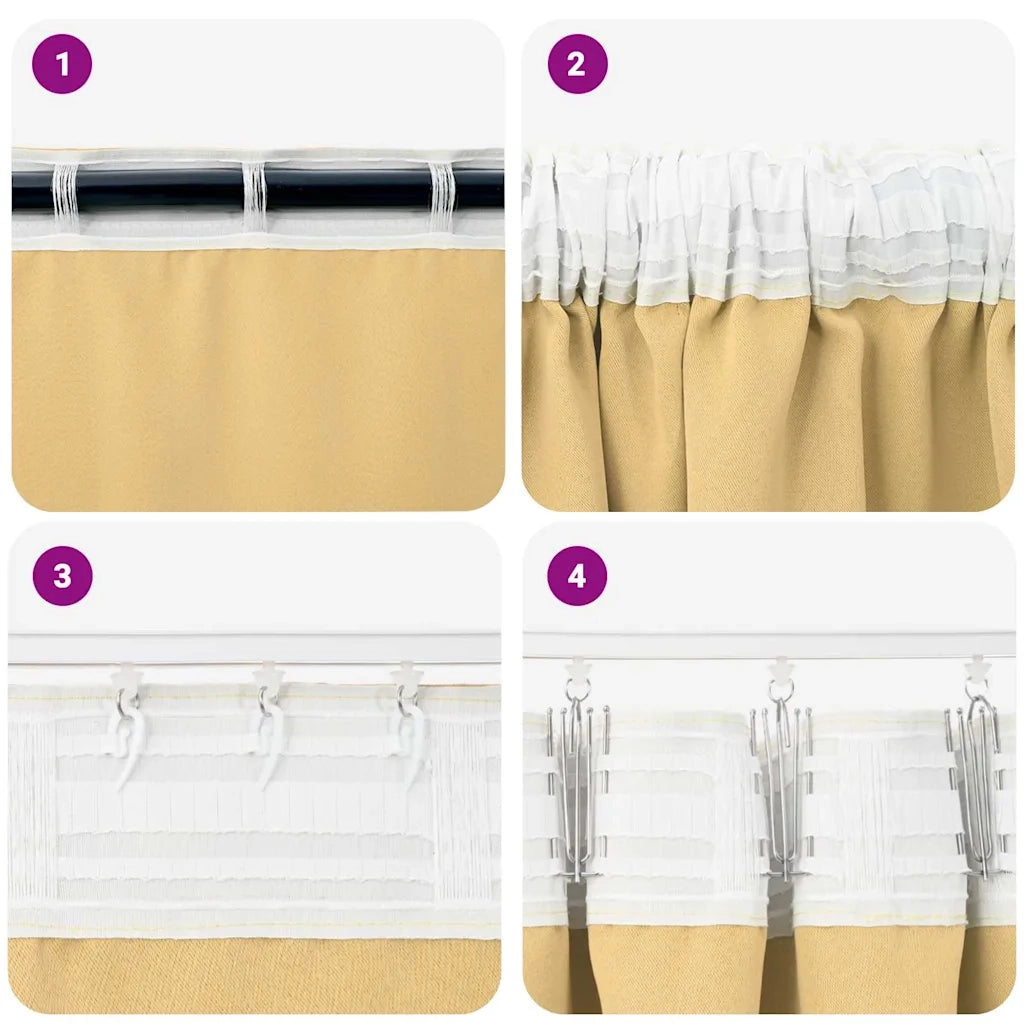 Tende Blackout con Anelli 2 pcs Beige 260 x 140 cm Poliestere 4107427