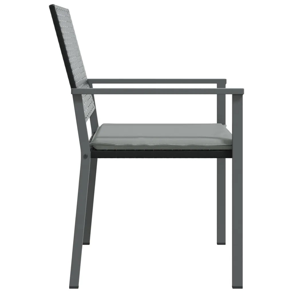 Sedie da Giardino con Cuscini 4 pz | Sedie da Esterno Nere 54x62,5x89 cm Polyrattan