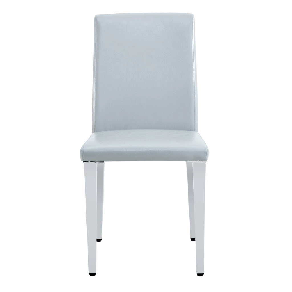 Sedia da sala da pranzo in similpelle PU grigio chiaro con schienale ergonomico e gambe metalliche argento 108 × 49 × 39 cm