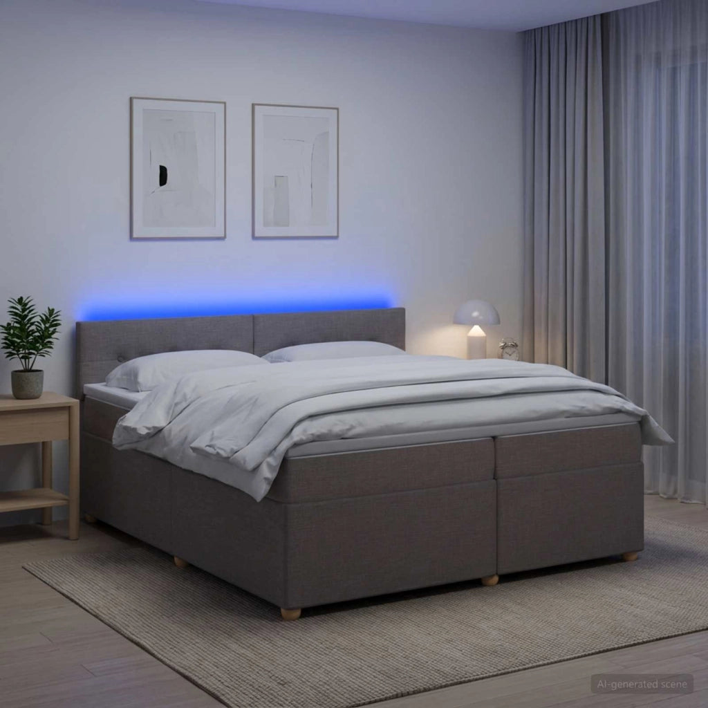 Letto box spring con materasso Tortora 200 x 200 cm Tessuto 3452503