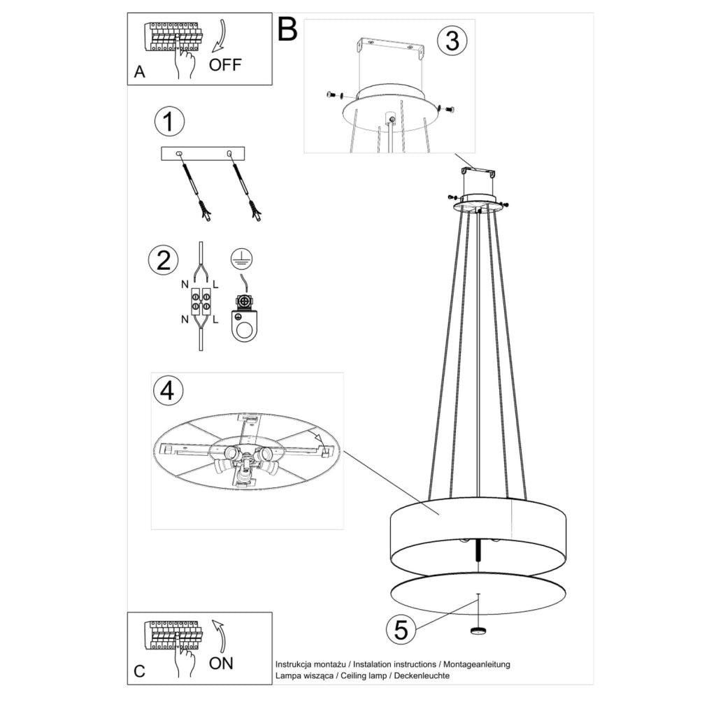 Lampada a sospensione GRADUS Pure Lume nera Ø50 5xE27