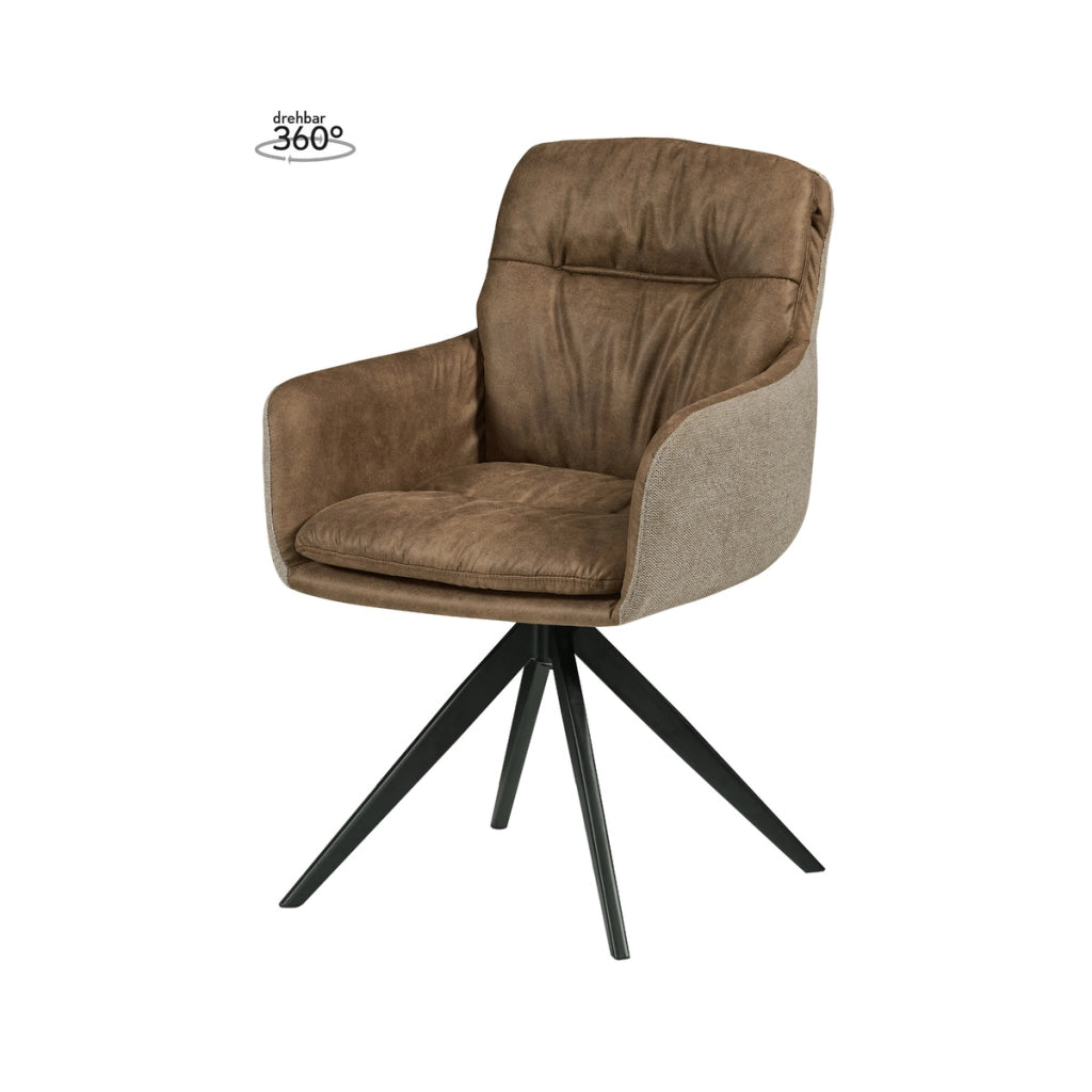 Sedia girevole Dian 100 in tessuto marrone