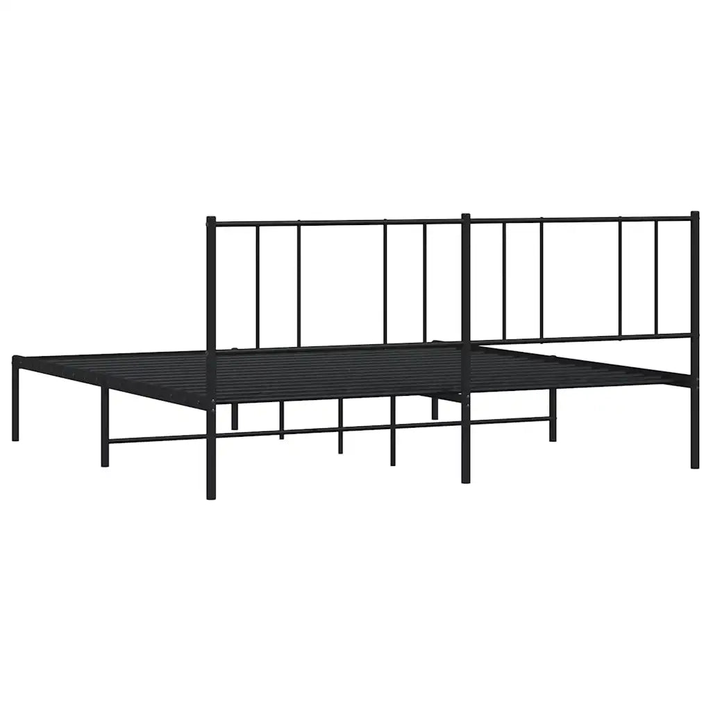 Letto matrimoniale | Letto per adulti | Giroletto con Testiera in Metallo Nero 200x200 cm