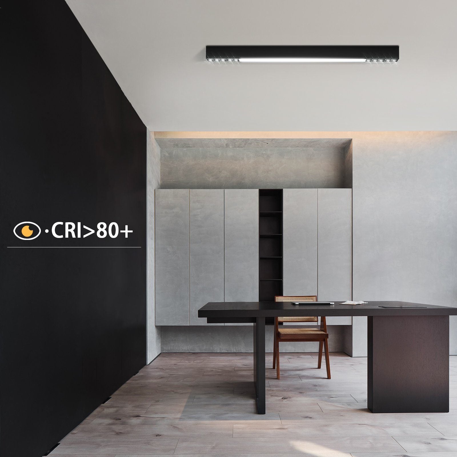 ZMH Lampada da soffitto LED nera da 80 cm con telecomando per camera da letto e ufficio