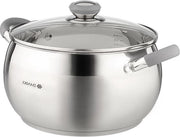 Pentola in Acciaio Inossidabile con Coperchio in Vetro e Marcatura dei Livelli - Adatta per Induzione - 6,5L Ø 24 cm