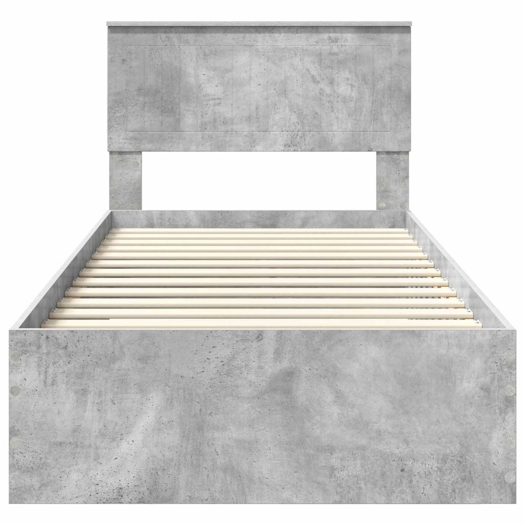 Struttura del letto con testiera Grigio cemento 90 x 200 cm 3410943