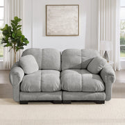 Divano modulare 2 posti 190x86x90 cm in ciniglia con cuscino; grigio chiaro