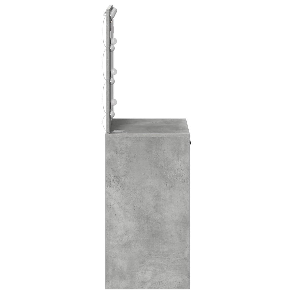 Tavolo da Trucco con Luci LED in Grigio Cemento, 50x41x135 cm