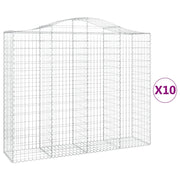 Cestini gabbioni recinzione a gabbia muro di contenimento ad arco 10 pezzi 200 x 50 x 160/180 cm ferro zincato argento 02_0040240