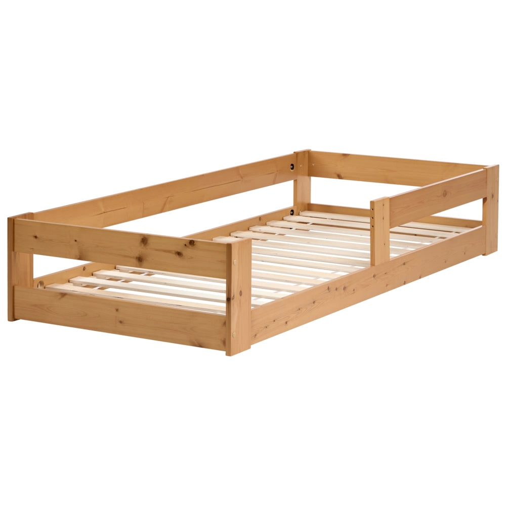 Letto a piattaforma per bambini in legno di pino con rete a doghe marrone 90 x 200 cm con telaio a doghe