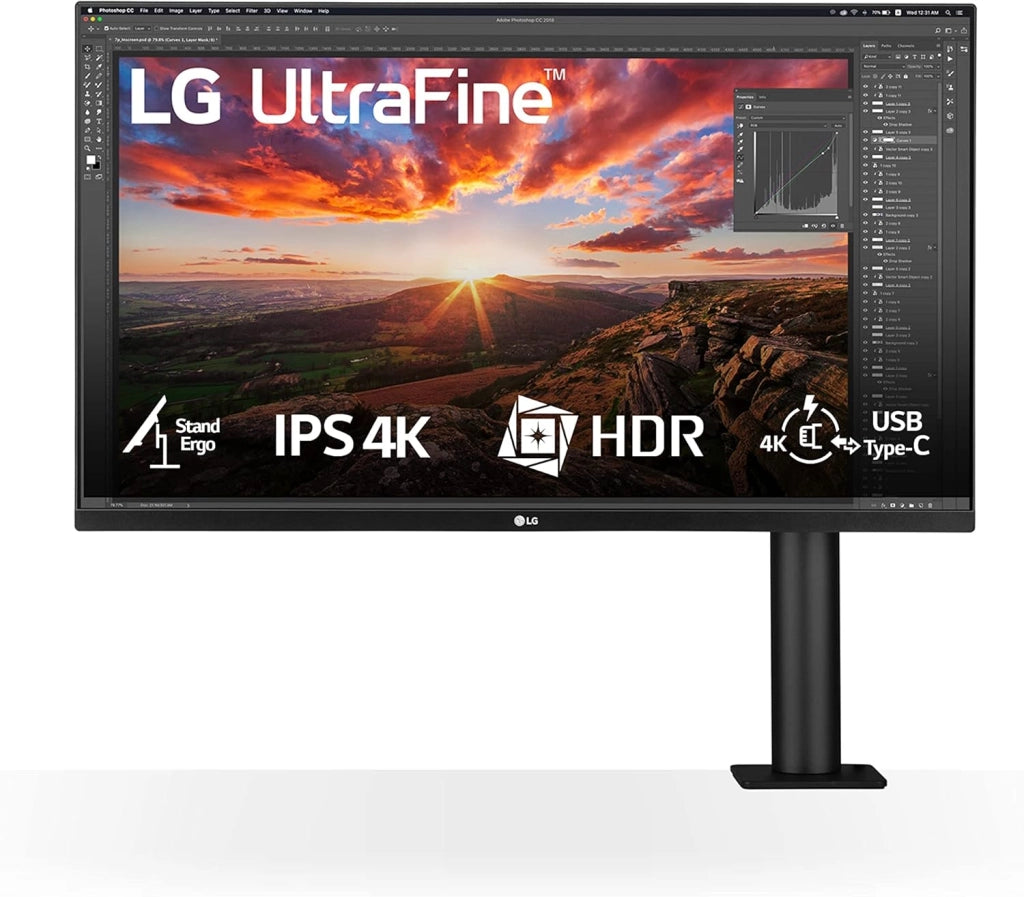 32UN880P ERGO Monitor 32" UltraHD 4K LED IPS HDR 10, 3840x2160, 5ms, AMD FreeSync 60Hz, Audio Stereo 10W, HDMI 2.0 (HDCP 2.2), Display Port 1.4, USB-C, USB 3.0, AUX, Stand ERGO, Flicker Safe, Nero