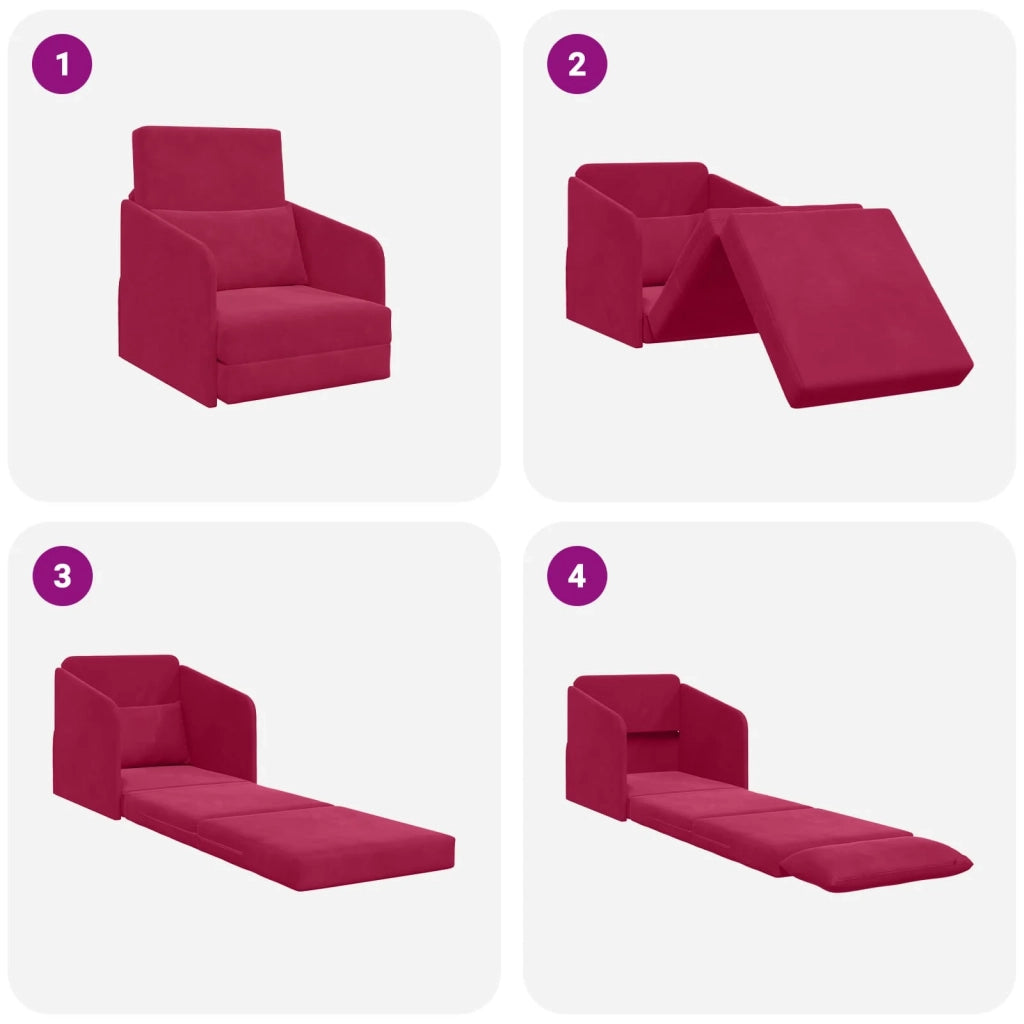 Divano letto Rosso Vino 65 x 80 x 83 cm Velluto 4106651