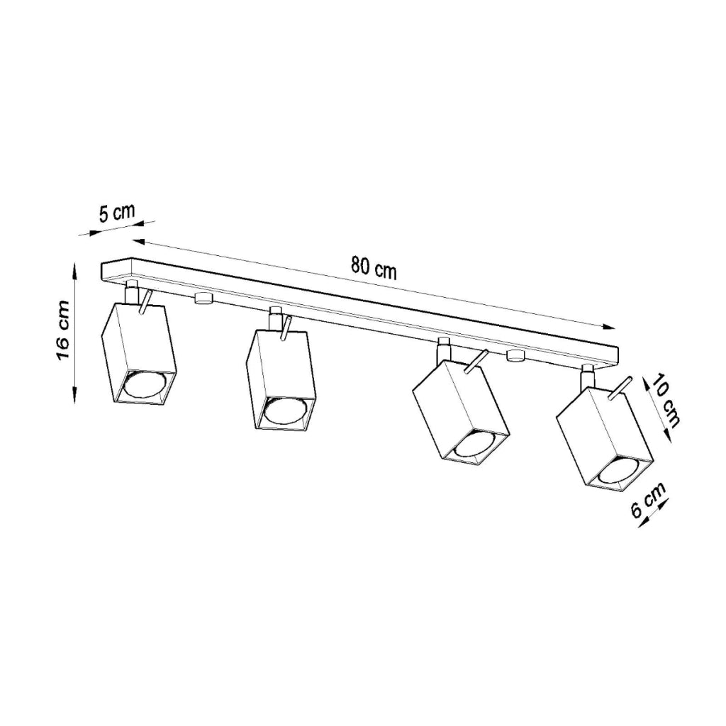 Lampada da soffitto in acciaio stile industriale MERIDA 4x GU10 regolabile nero