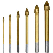 Trade Shop - Set 6 Punte Ad Alette Per Vetro E Ceramica In Titanio Per Trapano Ribitech -