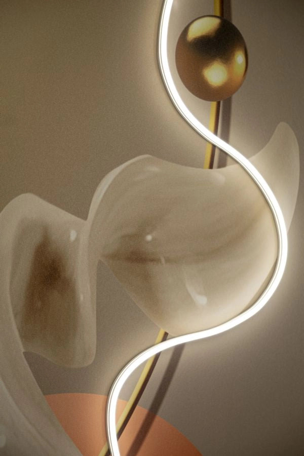 Stampa con LED su Tela Abstract 80x4x120 cm in Tela e Plastica e MDF Multicolor