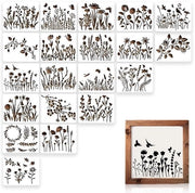 Schede per fiori da disegno 20 pezzi - Schede riutilizzabili - Stencil in plastica - Per dipingere su legno/muro/canvas - Dimensione 15 x 12 cm - Materiale PET duraturo - Stencil per pittura