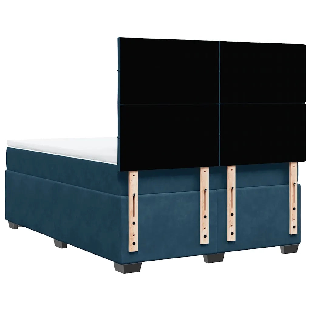 vidaXL Giroletto a Molle con Materasso Blu 140x200 cm in Velluto