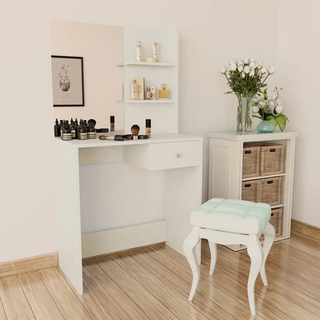 Toeletta | Tavolo da Trucco in Legno Multistrato 75x40x141 cm Bianco