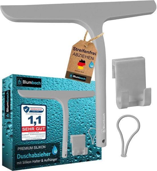 Douchecabinewisser con maniglia 28 cm, con nucleo in acciaio inossidabile e lamelle in silicone, schermo doccia, schiuma doccia, schiuma doccia con schermo doccia.