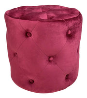 Pouf in velluto capitonné bordeaux, poggiapiedi - Honey - PO21HO