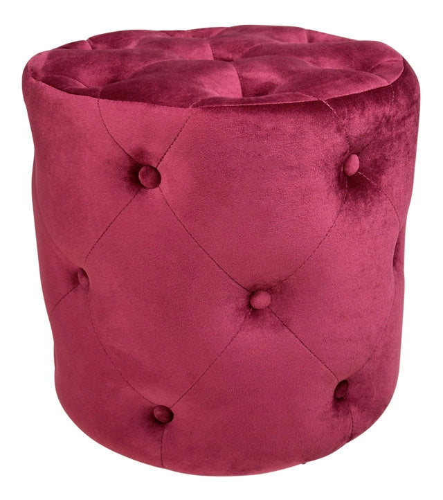 Pouf in velluto capitonné bordeaux, poggiapiedi - Honey - PO21HO