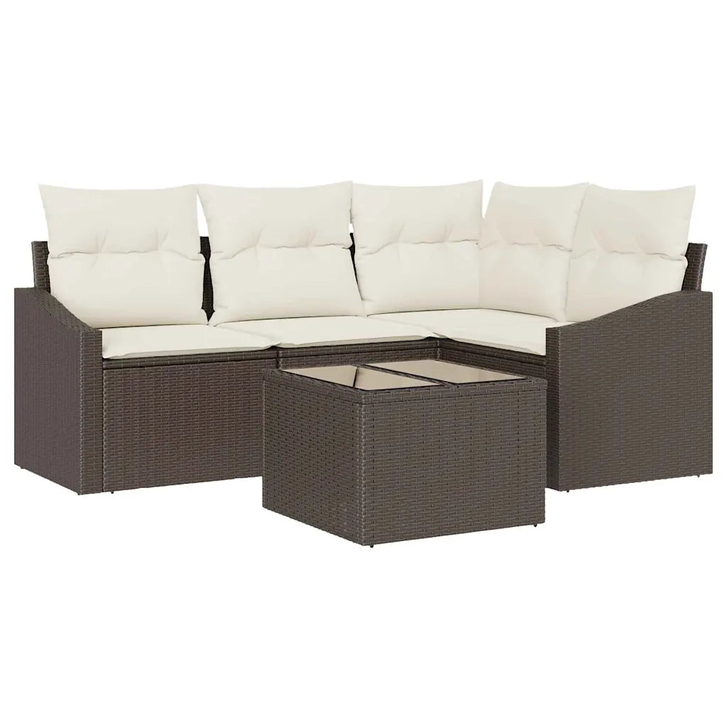 Set di divani con cuscino 5 pcs Marrone polyrattan 3346708