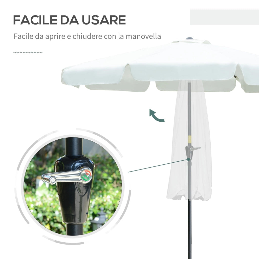 Ombrellone da Giardino Ø2,6x2,5 m Palo Ø38 mm in Alluminio e Poliestere Beige