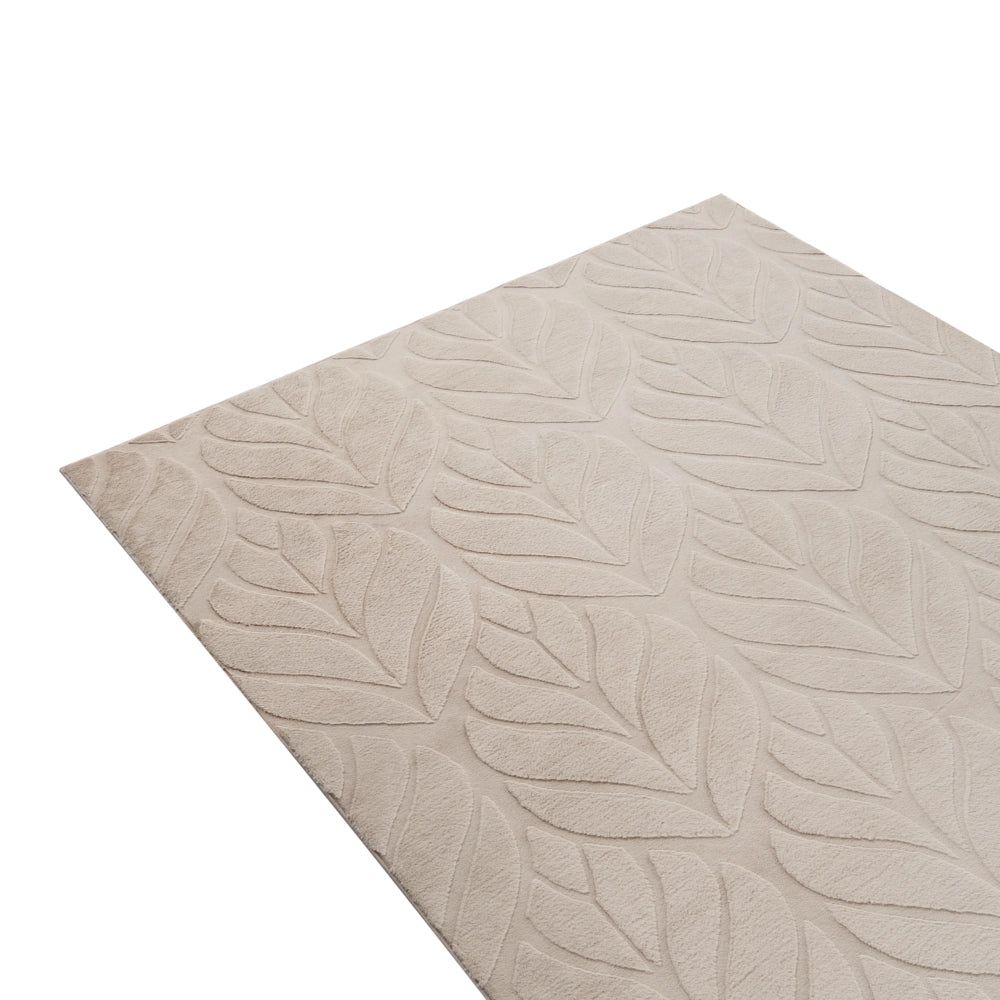 Tappeto in pelliccia sintetica di coniglio beige in poliestere, 160 x 160 cm, quadrato, morbido e a pelo lungo, motivo a foglie