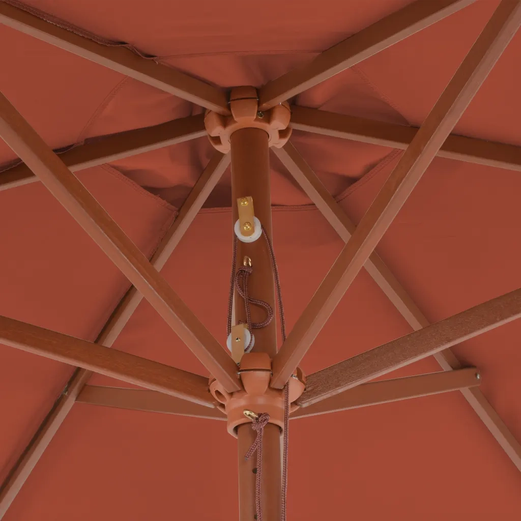 Ombrellone da Esterni-Ombrello da giardino con Palo in Legno 270 cm Terracotta