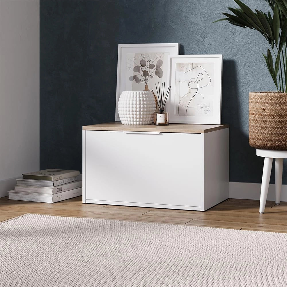 Credenza Betti, Bianco/Sonoma, 60 x 36 cm con porte