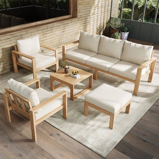 Set di mobili da giardino - Legno di Acacia - 3 tavoli - 2 sedie - Bancarella