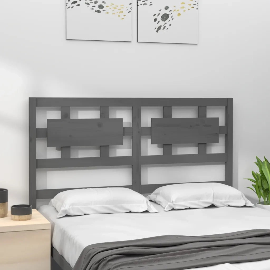 Testiera per Letto Grigia 185,5x4x100 cm Legno Massello di Pino 818057