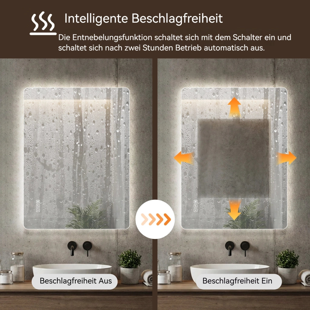 SPECCHIO BAGNO LED 60x100 cm Ovale Argento con funzione antiappannamento