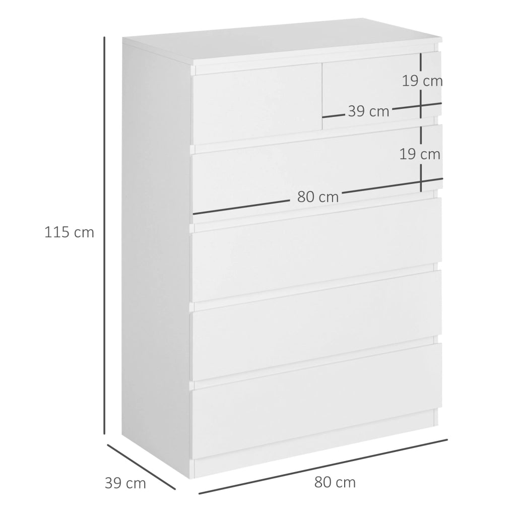 Cassettiera Moderna con 6 Cassetti ¨C Zephmum ¨C 80x39x115 Bianco