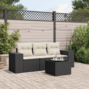 Salotto da Giardino-Set Divani da Giardino 4 pz con Cuscini Nero in Polyrattan 680322