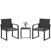 Set Tavolo e Sedie da Giardino in Polyrattan con Cuscini e Piano Vetro Grigio ¨C zephmum ¨C 6 Pezzi