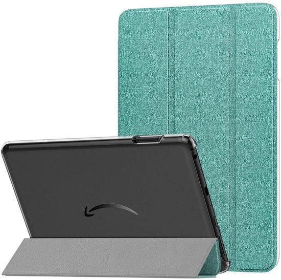 Copri Portatile Trifold per Tablet - Denim Verde - Pelle in PU - Adatto per 12/10a Gen 2022/2020