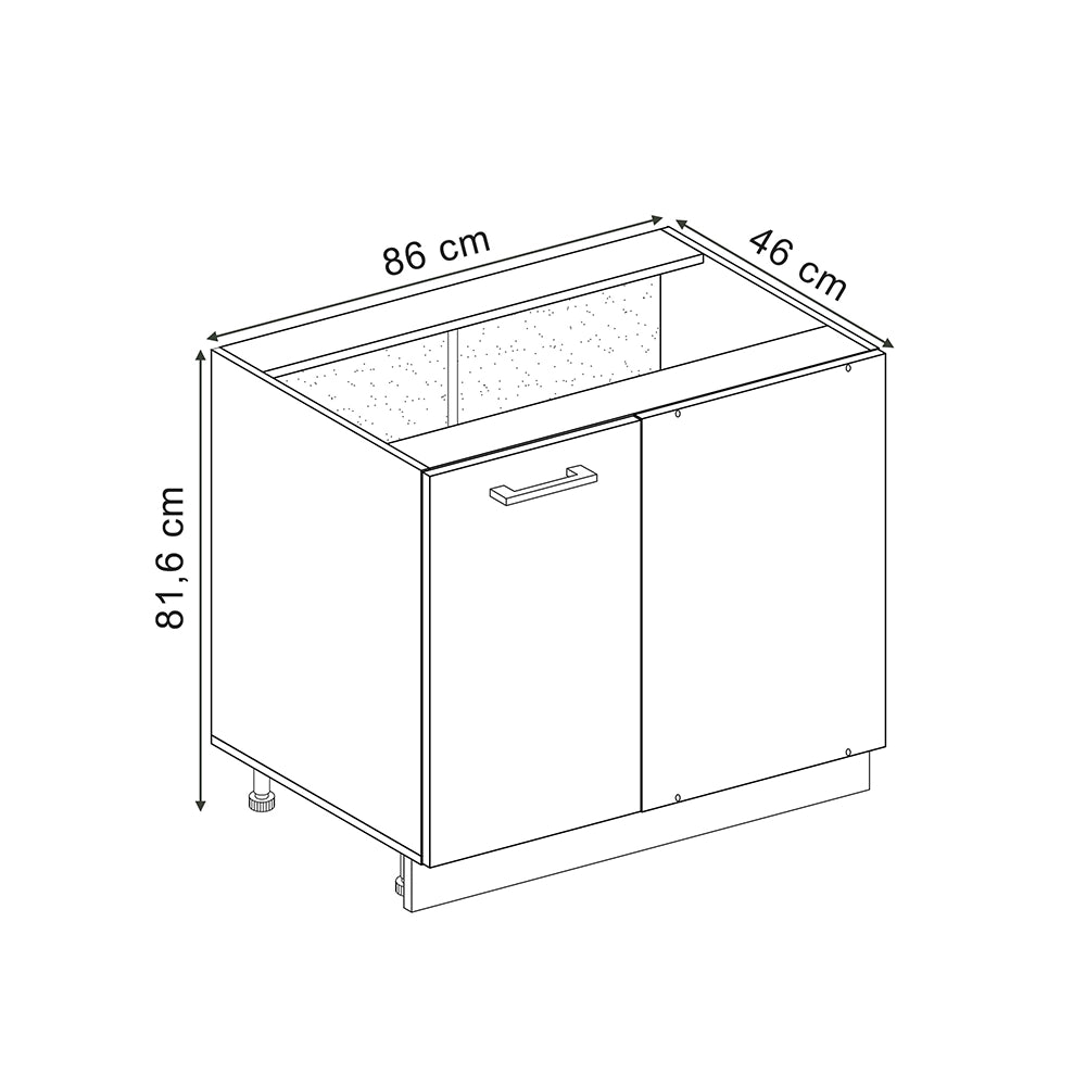 Mobile ad angolo cucina R-Line Rosso lucido/Antracite 86 cm senza piano di lavoro Vicco