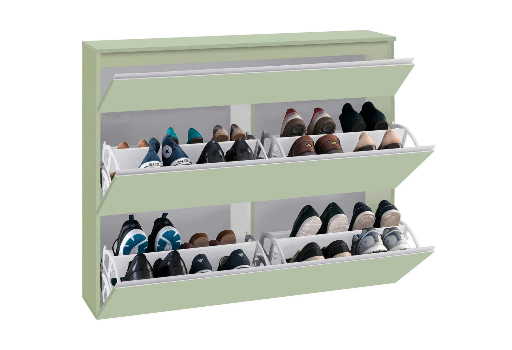 Mobile Portascarpe Marconi, Scarpiera 16 Paia Made in Italy, 120x26.5x108h cm Verde