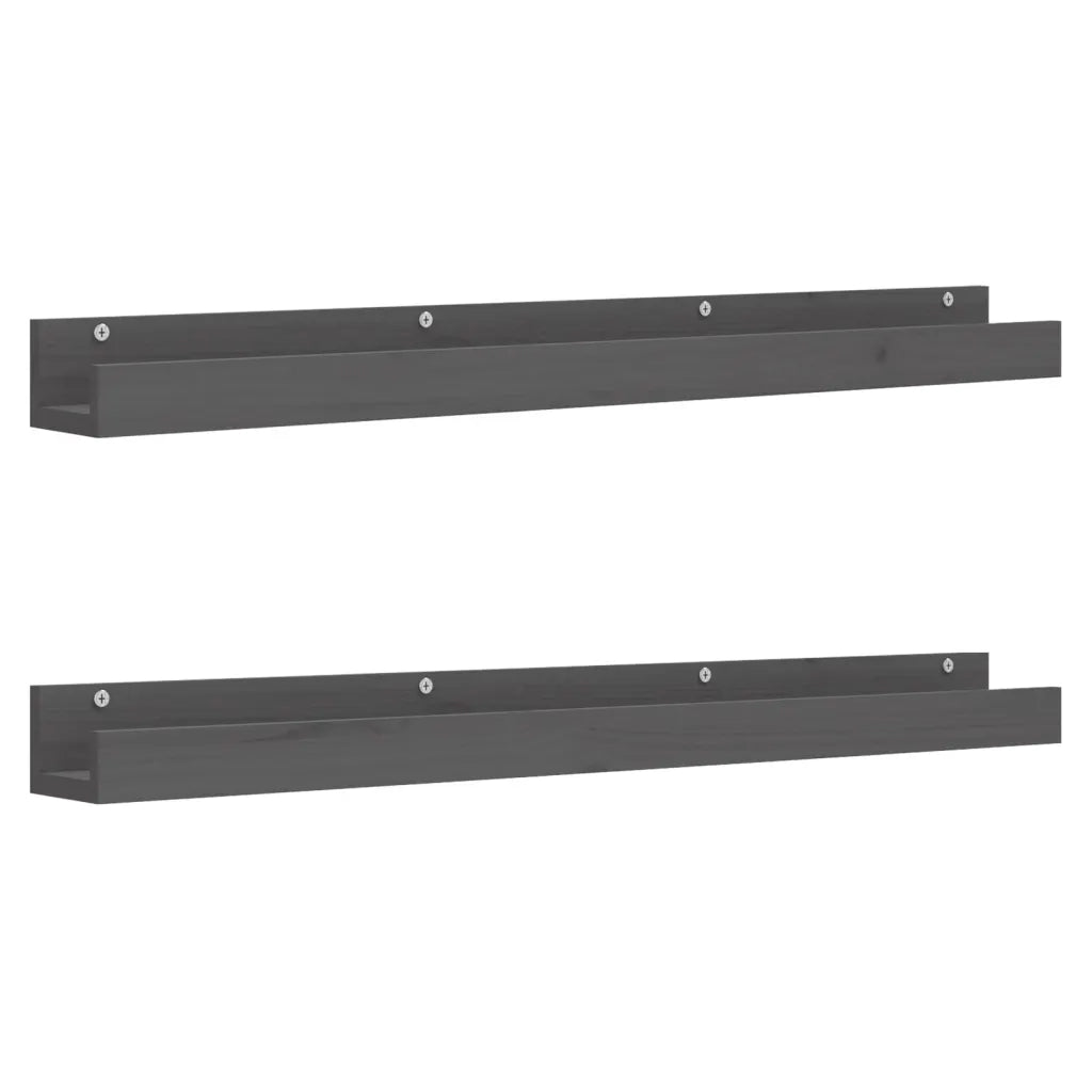 Mensole da Parete 2 pz Grigio 110x12x9cm Legno Massello di Pino cod mxl 32790