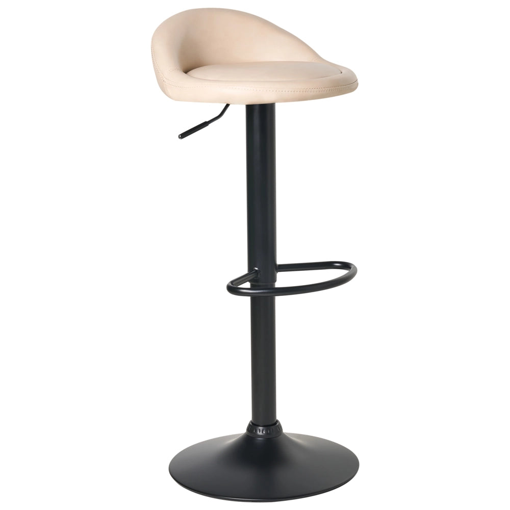 Set di 2 sedie da bar Beige chiaro rivestito in ecopelle Poggiapiedi nero girevole regolabile in altezza Moderno