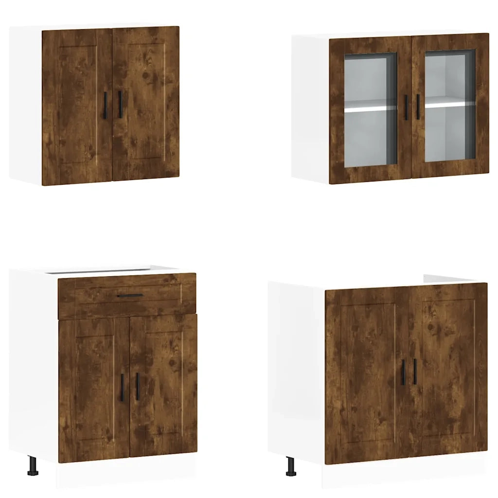 Set Mobili da Cucina 4 pz Porto Rovere Fumo Legno Multistrato 3314876