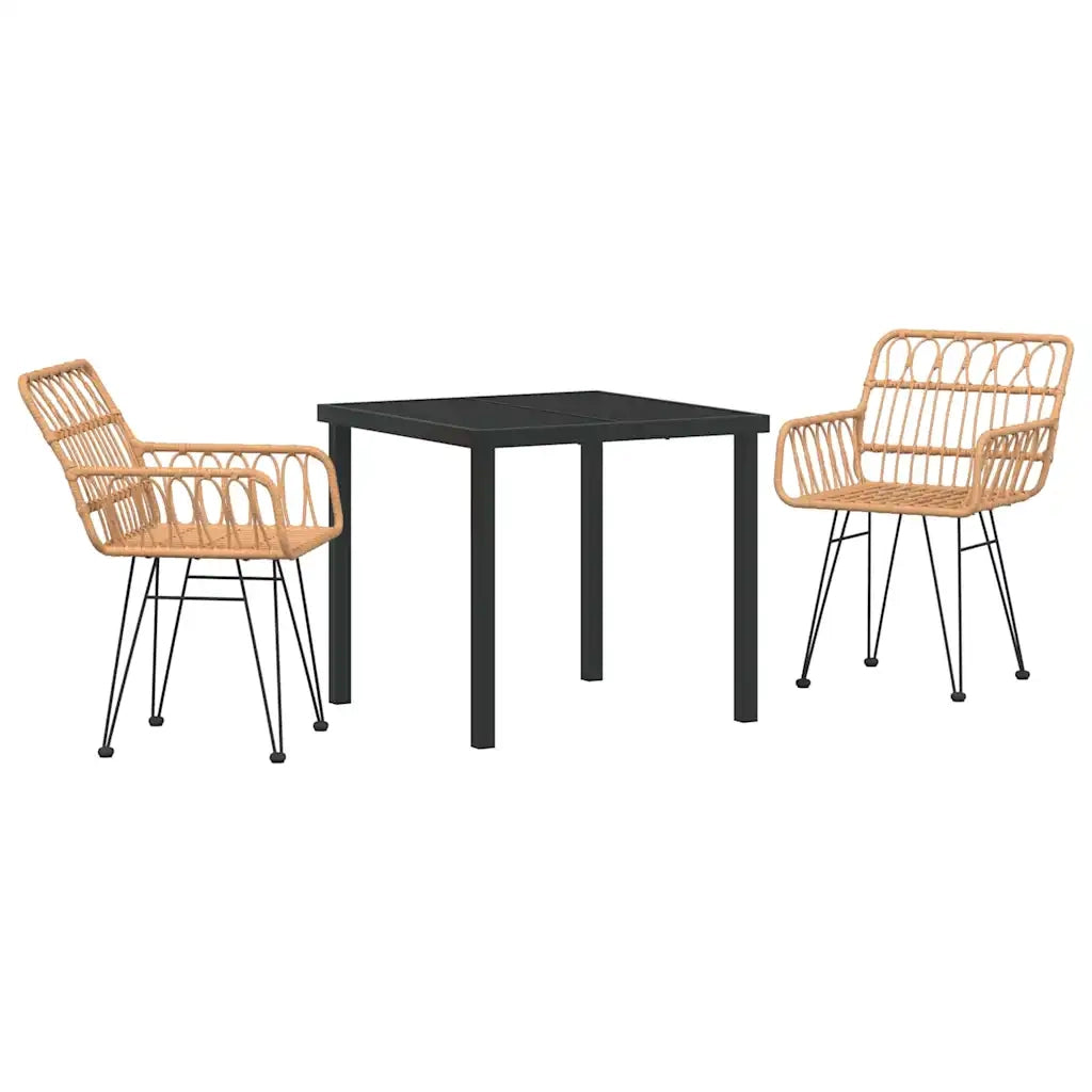 Set da Pranzo per Giardino 3 pcs Marrone