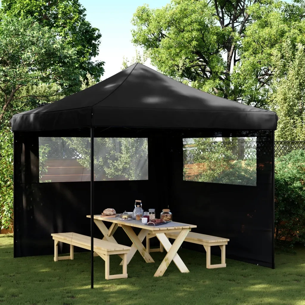 Tendone per Feste Pieghevole Pop-Up con 2 Pareti Nero 4004927